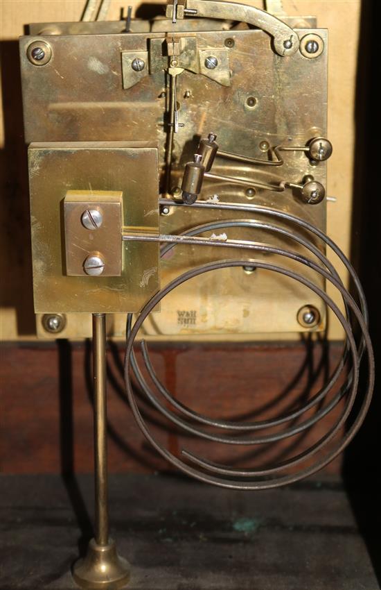 A late Victorian oak chiming bracket clock, 15in.